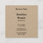 Real Kraft Paper Classic Nostalgy  Sjabloon Vierkante Visitekaartje (Achterkant)