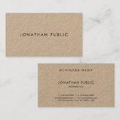 Real Kraft Paper Modern Minimalist Elegant Plain Visitekaartje (Voorkant / Achterkant)