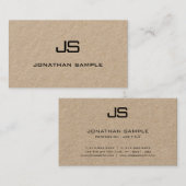 Real Kraft Paper Moderne Sjabloon Elegant Monogram Visitekaartje (Voorkant / Achterkant)