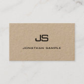 Real Kraft Paper Moderne Sjabloon Elegant Monogram Visitekaartje (Voorkant)