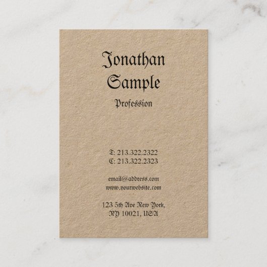 Real Kraft Paper Nostalgic Classic  Plain Visitekaartje (Voorkant)