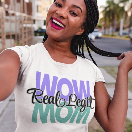 Real Legit Wow Mam Print (Paars en Blauwgroen) T-shirt