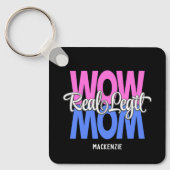 Real Legit Wow mam print (roze, blauw en wit) Sleutelhanger (Voorkant)