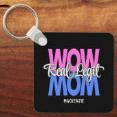 Real Legit Wow mam print (roze, blauw en wit) Sleutelhanger (Voorkant)