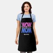Real Legit Wow mam print (roze en blauw) Schort (Gedragen)