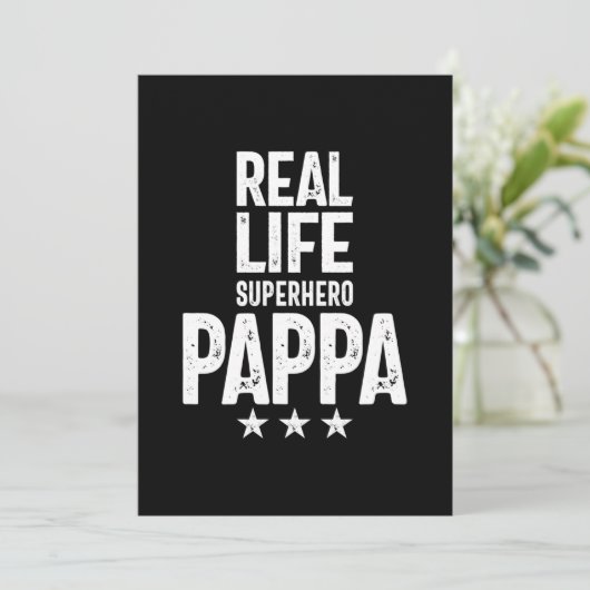 Real Life Superheld Pappa | Vader Gift Bedankkaart (Staand voorkant)