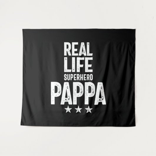 Real Life Superheld Pappa | Vader Gift Wandkleed (Voorkant (horizontaal))