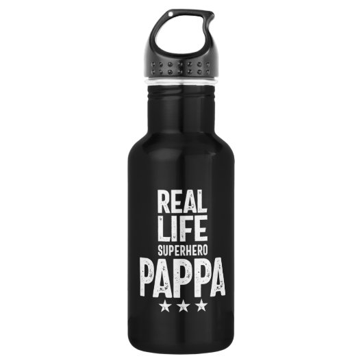 Real Life Superheld Pappa | Vader Gift Waterfles (Voorkant)
