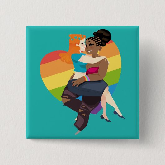Real Love Lesbian Pride Pin Vierkante Button 5,1 Cm (Voorkant)
