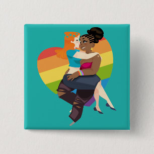 Real Love Lesbian Pride Pin Vierkante Button 5,1 Cm
