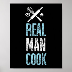 Real Mannen bakken Cook Rolling Pin Poster