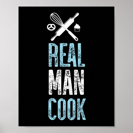 Real Mannen bakken Cook Rolling Pin Poster (Voorkant)