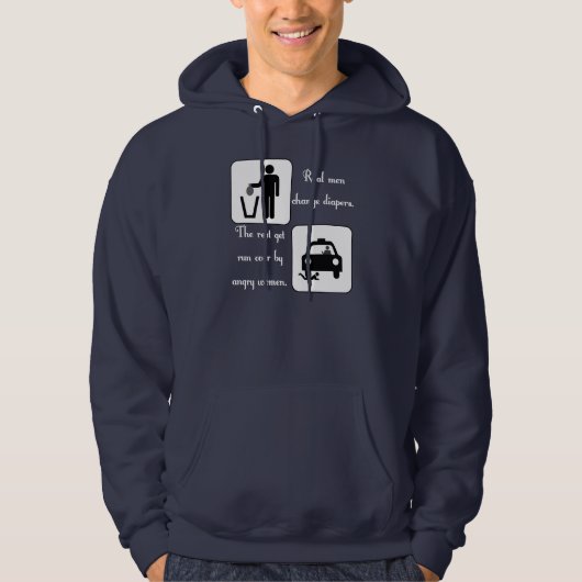 Real Mannen Change Diapers (White) Hoodie (Voorkant)