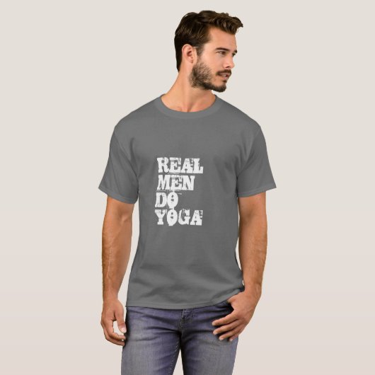 REAL MANNEN DOEN YOGA-Text T-shirt (Voorkant volledig)