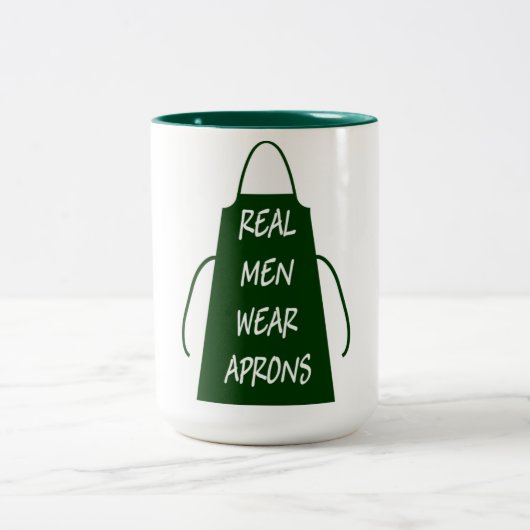 Real Mannen Draag Aprons (groen) Tweekleurige Koffiemok (Center)