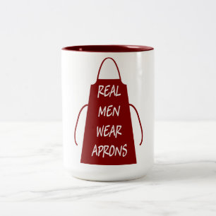 Real Mannen Draag Aprons (rood) Tweekleurige Koffiemok