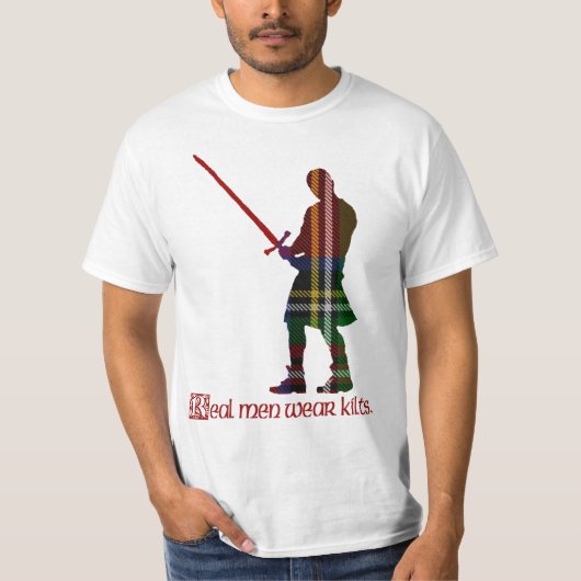 Real Mannen Draag Kilts Royal Stewart Scottish Tar T-shirt (Voorkant)