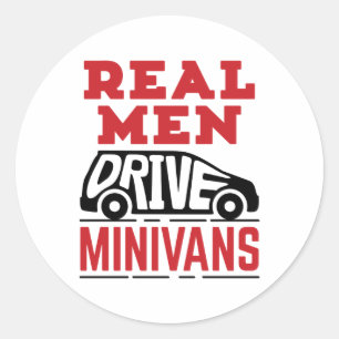 Real Mannen Drive Minivans Ronde Sticker
