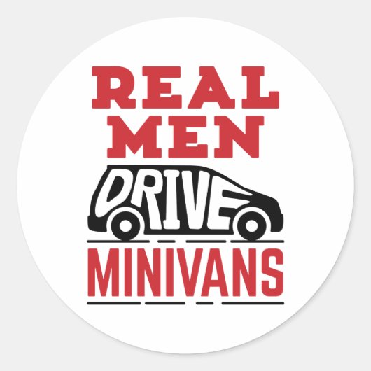 Real Mannen Drive Minivans Ronde Sticker (Voorkant)