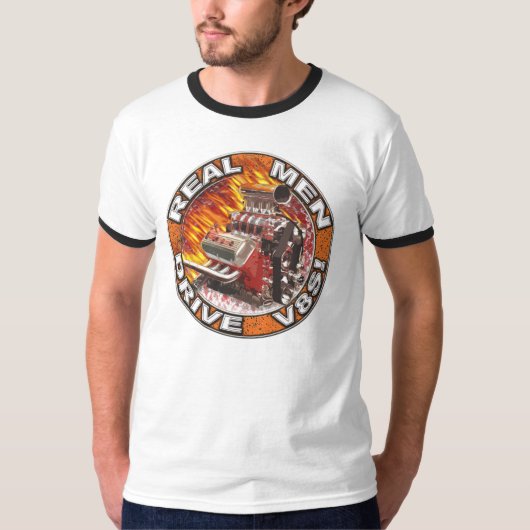 Real Mannen Drive V8s Ringer Shirt (Voorkant)