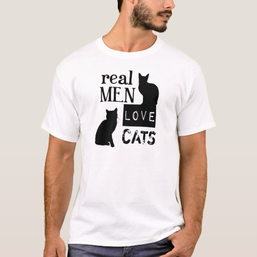 Real Mannen Love Cats (beschikbaar in alle kleuren T-shirt (Voorkant)