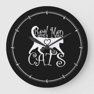 Real Mannen Love Cats Design on black Grote Klok