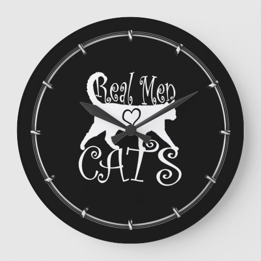 Real Mannen Love Cats Design on black Grote Klok (Voorkant)