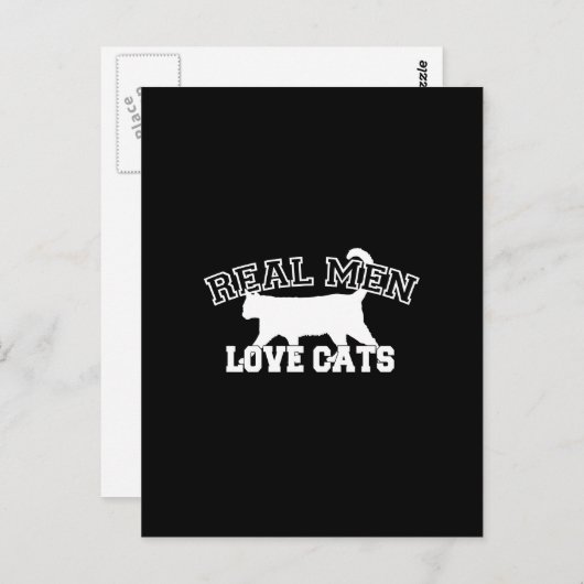 Real Mannen Love Cats Graphic Design on Black Deco Briefkaart (Voorkant / Achterkant)