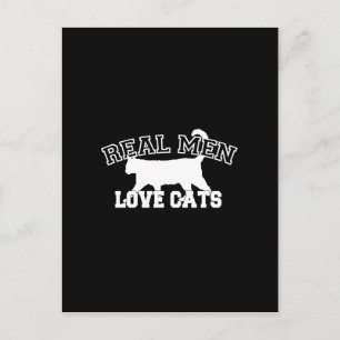 Real Mannen Love Cats Graphic Design on Black Deco Briefkaart