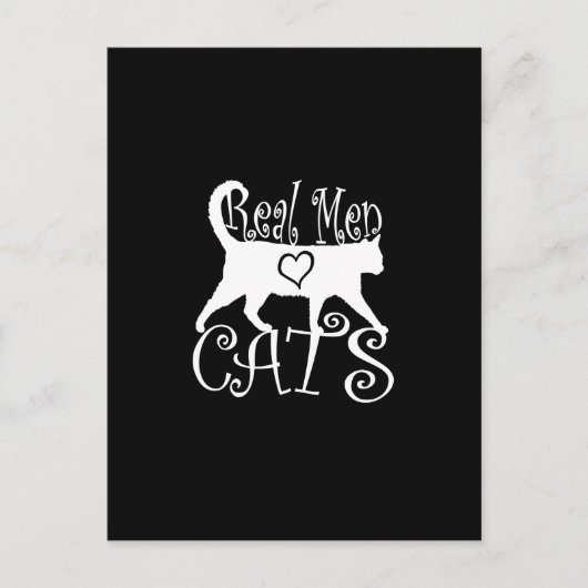 Real Mannen Love Cats Graphic Design on Black Deco Briefkaart (Voorkant)