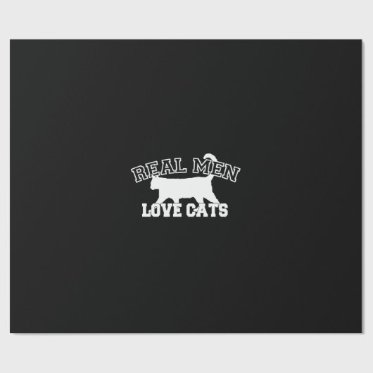 Real Mannen Love Cats Graphic Design on Black Deco Cadeaupapier (Vlak)