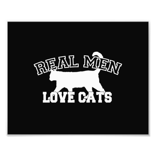 Real Mannen Love Cats Graphic Design on Black Deco Foto Afdruk (Voorkant)