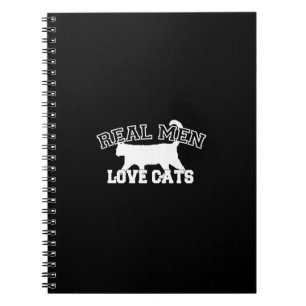 Real Mannen Love Cats Graphic Design on Black Deco Notitieboek