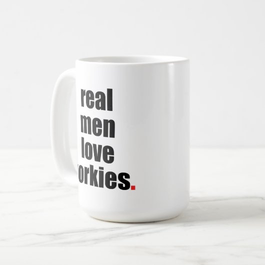 Real Mannen Love Yorkies Mok (Voorkant links)