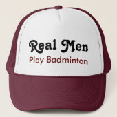 Real Mannen Play Badminton Trucker Pet (Voorkant)