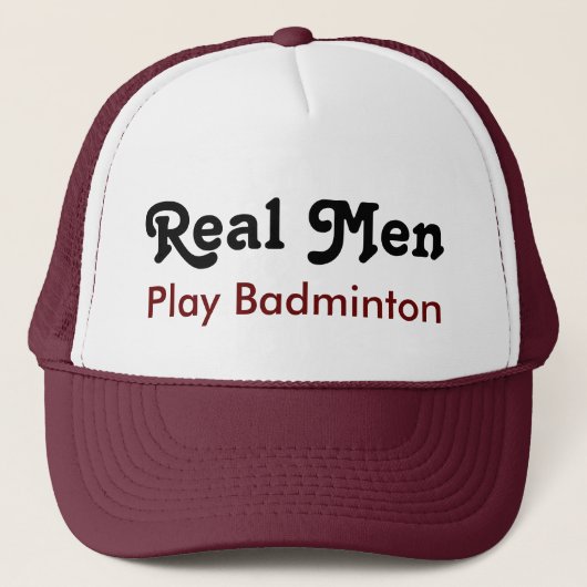 Real Mannen Play Badminton Trucker Pet (Voorkant)