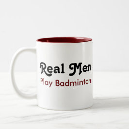 Real Mannen Play Badminton Tweekleurige Koffiemok
