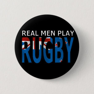 Real Mannen Play Rugby New Zealand Ronde Button 5,7 Cm