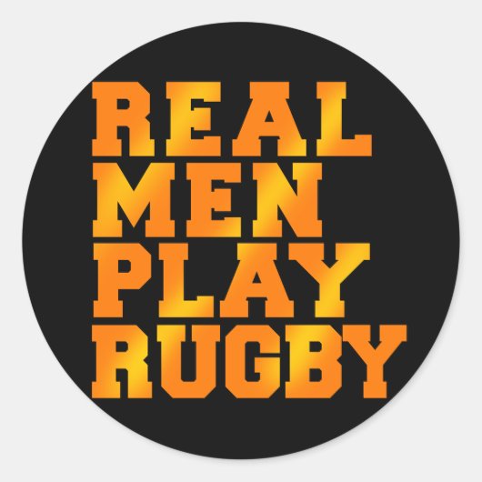 Real Mannen Play Rugby Ronde Sticker (Voorkant)