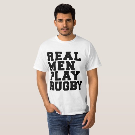 Real Mannen Play Rugby T-shirt (Voorkant volledig)