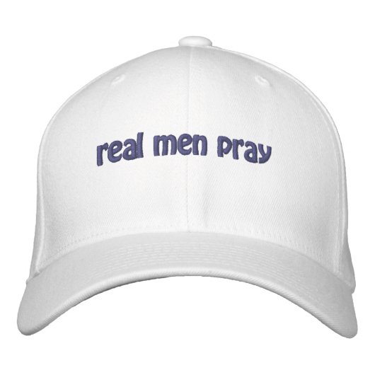 Real Mannen Pray Bible Quote past het aan Geborduurde Pet (Voorkant)