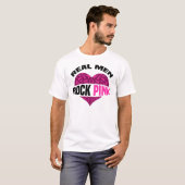 Real Mannen Rock Pink Breast Cancer Awareness Okto T-shirt (Voorkant volledig)