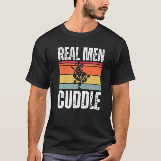 Real Men Cuddle Brazilian Jiu Jitsu T-shirt (Voorkant)