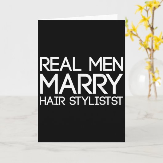 Real Men Marry Hair Stylists Funny Hairdresser Bab Kaart (Gele Bloem)