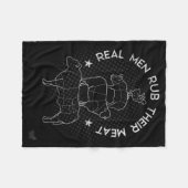 Real Men Rub Their Meat Bbq Smoker Master Fleece Deken (Voorkant (Horizontaal))
