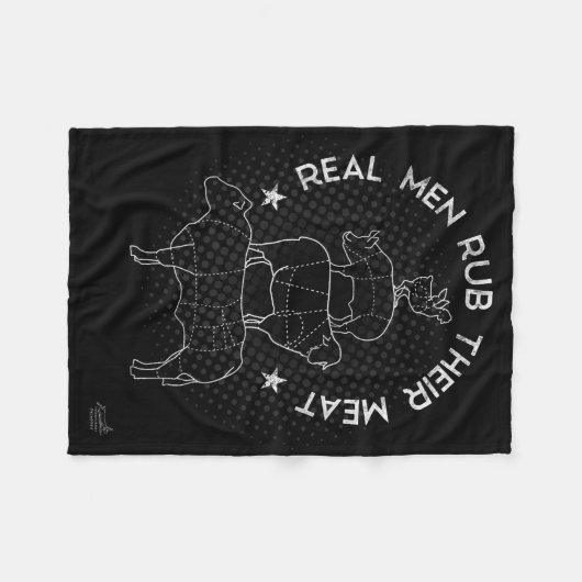 Real Men Rub Their Meat Bbq Smoker Master Fleece Deken (Voorkant (Horizontaal))