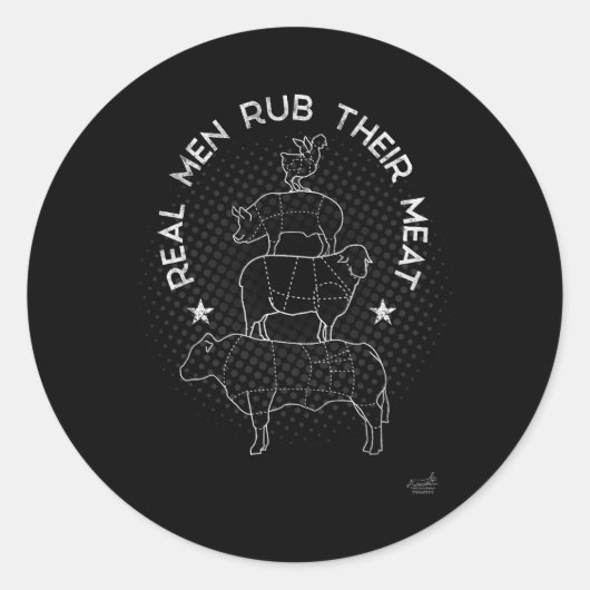 Real Men Rub Their Meat Bbq Smoker Master  Ronde Sticker (Voorkant)