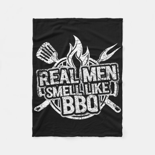 Real Men Smell Like Bbq Shirts For Men Byrbecue Sm Fleece Deken (Voorkant)