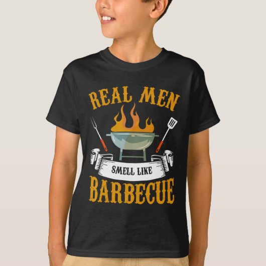 Real Men Smell Like Byrbecue Bbq Grilling Grill Co T-shirt (Voorkant)
