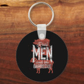 Real Men Smell Like Byrbecue Smoked Meat Men Gift Sleutelhanger (Voorkant)